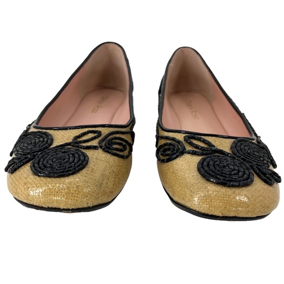Taryn Rose Bubka Embroidered Coated Canvas Leather Flats Size 7.5 - Picture 3 of 13